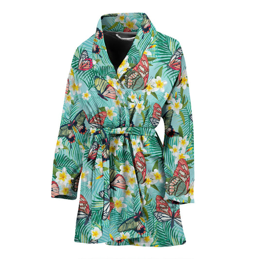 Butterfly Pattern Print Design 09 Women Bathrobe