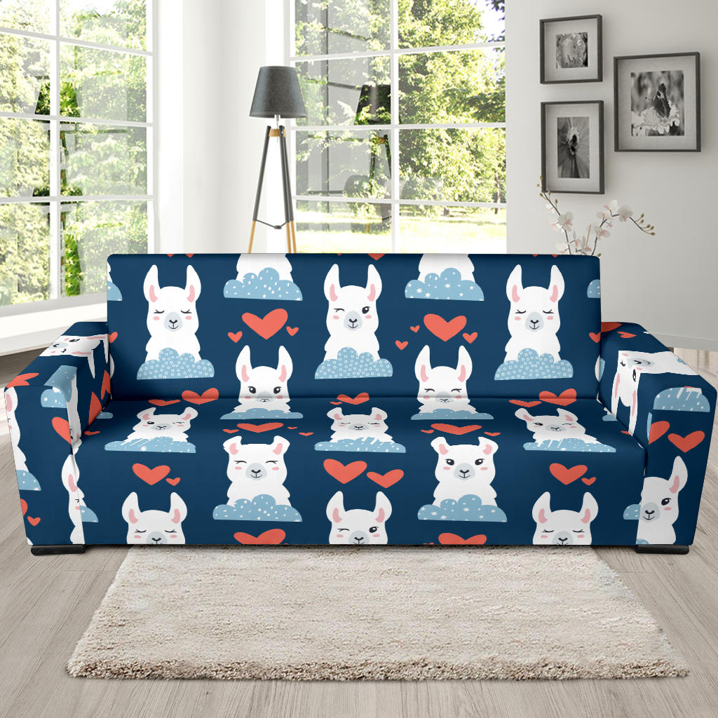 Alpaca Love Pattern Print Design 05 Sofa Slipcover