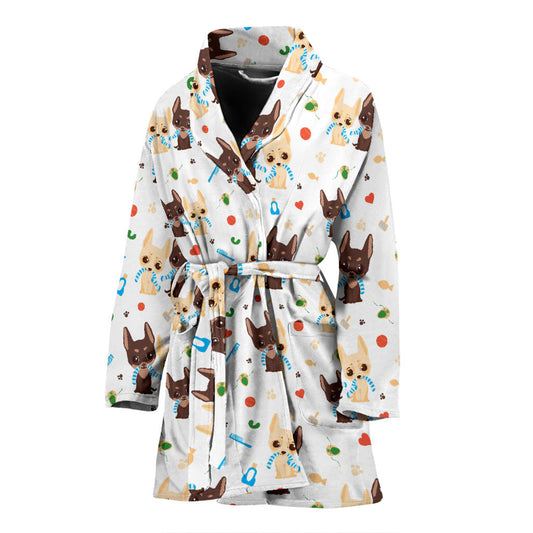 Chihuahua Pattern Print Design 06 Women Bathrobe