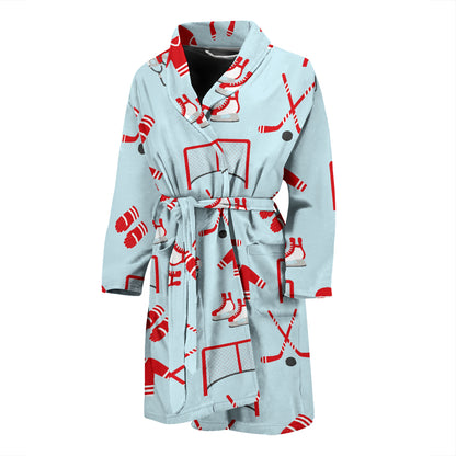Hockey Red Equipment Print Design LKS305 Men Bathrobe