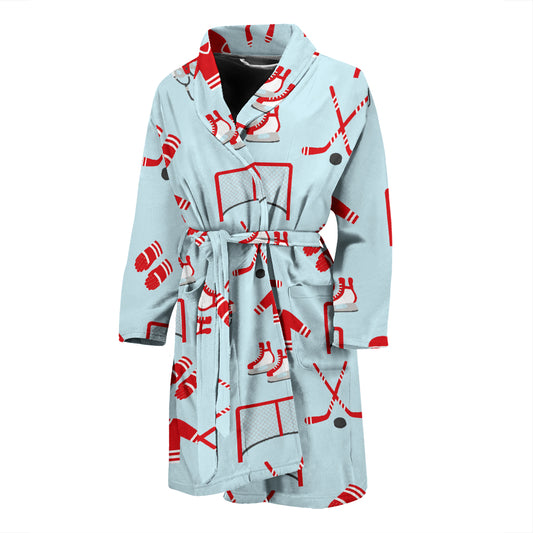 Hockey Red Equipment Print Design LKS305 Men Bathrobe