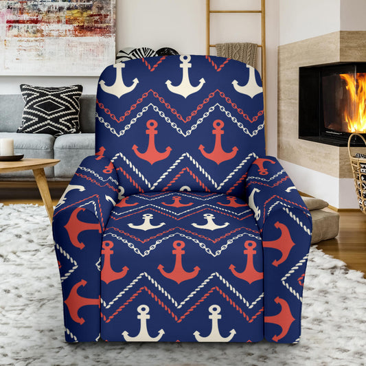 Anchor Pattern Print Design 07 Recliner Slipcover with Pocket