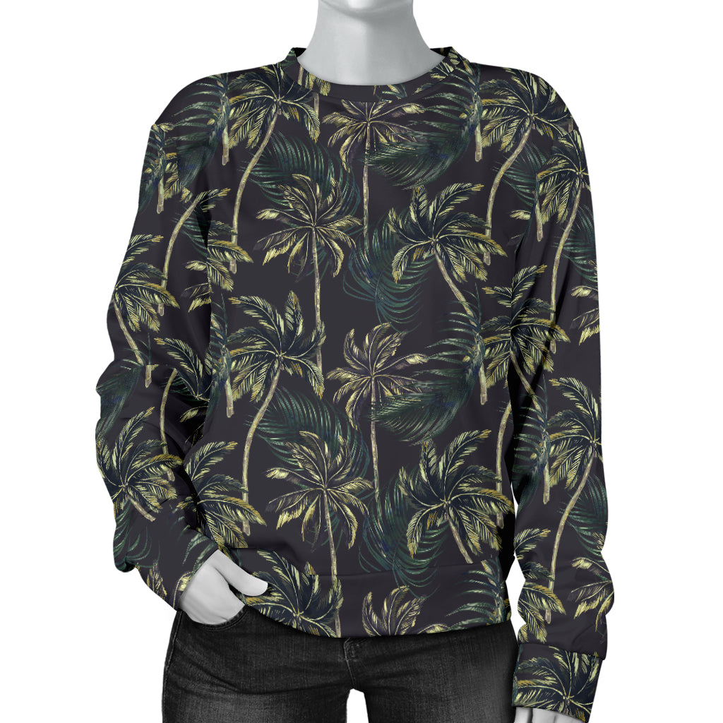 Palm Tree Background Design Print Women Long Sleeve Sweatshirt
