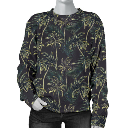 Palm Tree Background Design Print Women Long Sleeve Sweatshirt