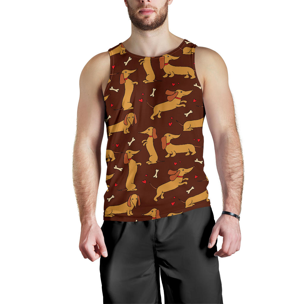 Dachshund Happy Print Pattern Men Tank Top