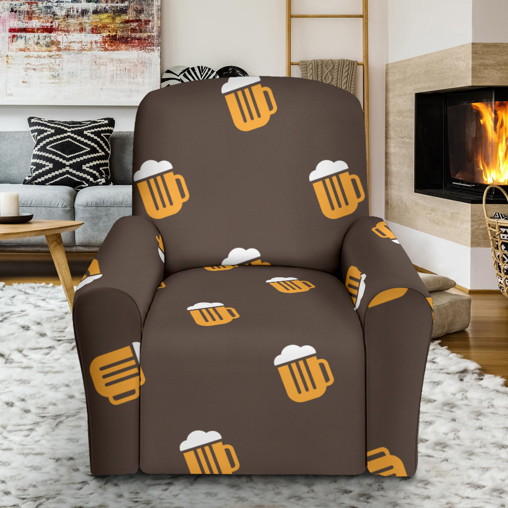 Beer Pattern Print Design 01 Recliner Slipcover with Pocket