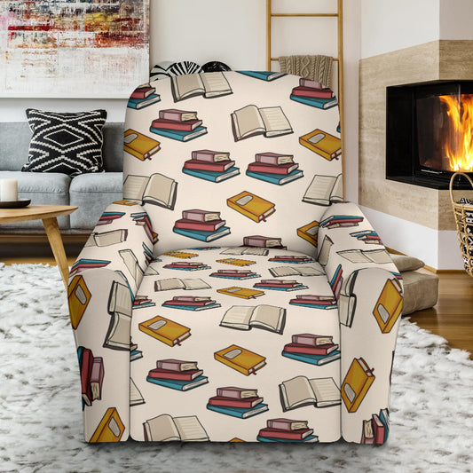 Book Pattern Print Design 04 Recliner Slipcover with Pocket