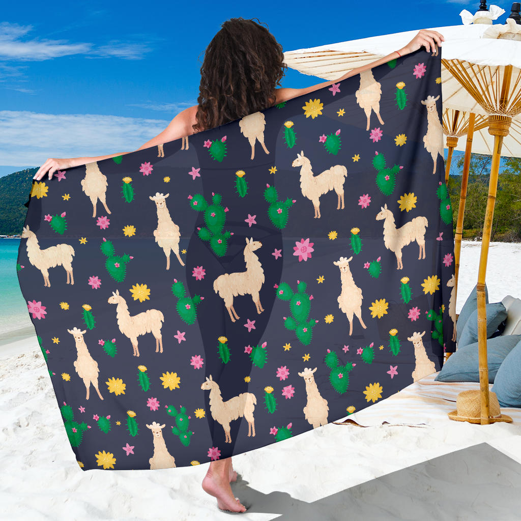 Llama Cactus Pattern Print Design 012 Sarong Pareo Wrap