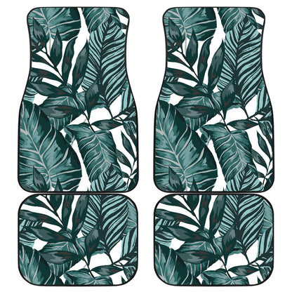 Tropical Palm Leaves Pattern Car Floor Mats Front Back