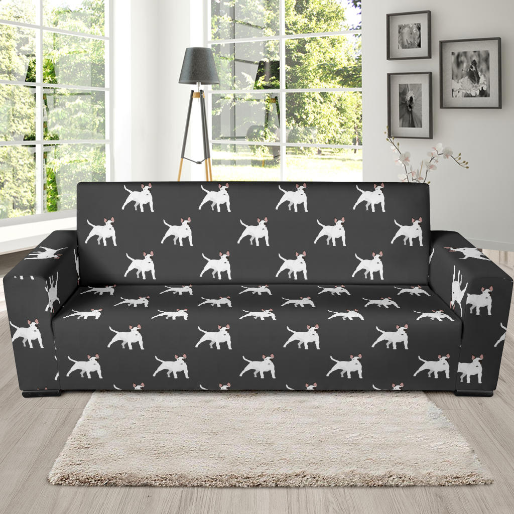 Bull Terriers Pattern Print Design 02 Sofa Slipcover