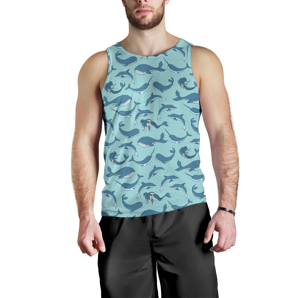 Narwhal Themed Print Men Tank Top