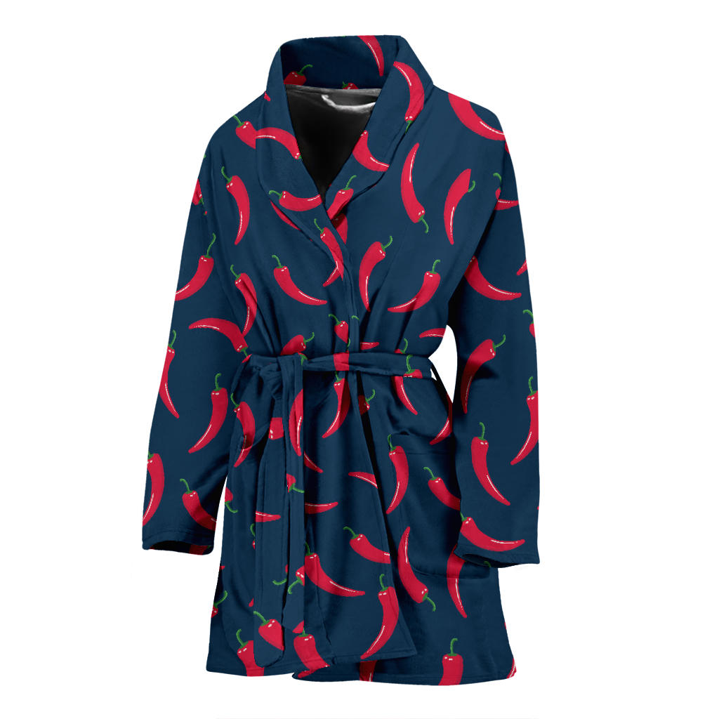 Chilli Pepper Pattern Print Design 03 Women Bathrobe