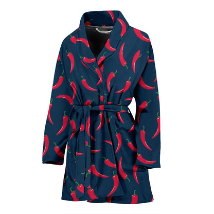 Chilli Pepper Pattern Print Design 03 Women Bathrobe