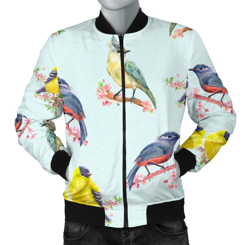 Bird Sweet Themed Print Pattern Men Bomber Jacket