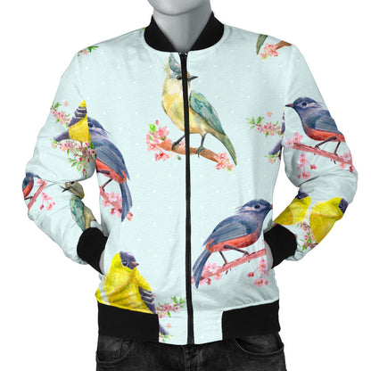 Bird Sweet Themed Print Pattern Men Bomber Jacket