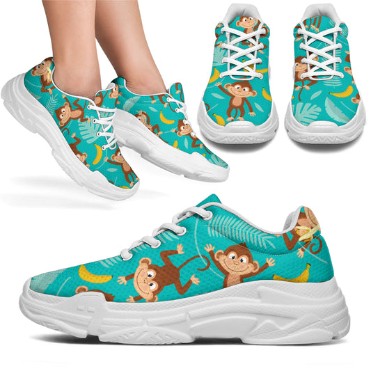 Monkey Happy Design Themed Print Chunky Sneakers