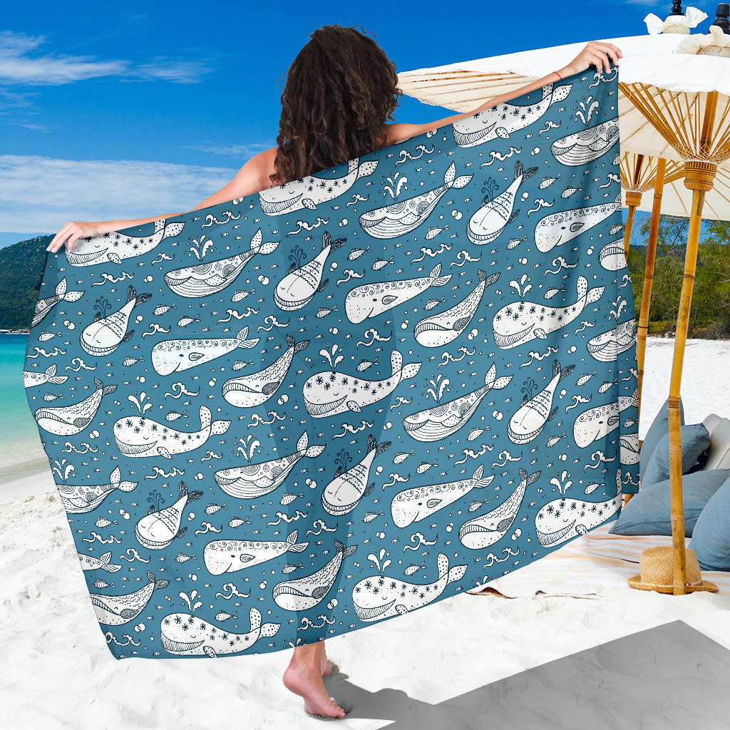 Humpback Whale Pattern Print Design 03 Sarong Pareo Wrap