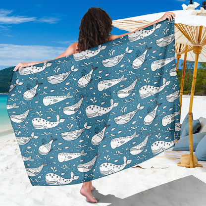 Humpback Whale Pattern Print Design 03 Sarong Pareo Wrap