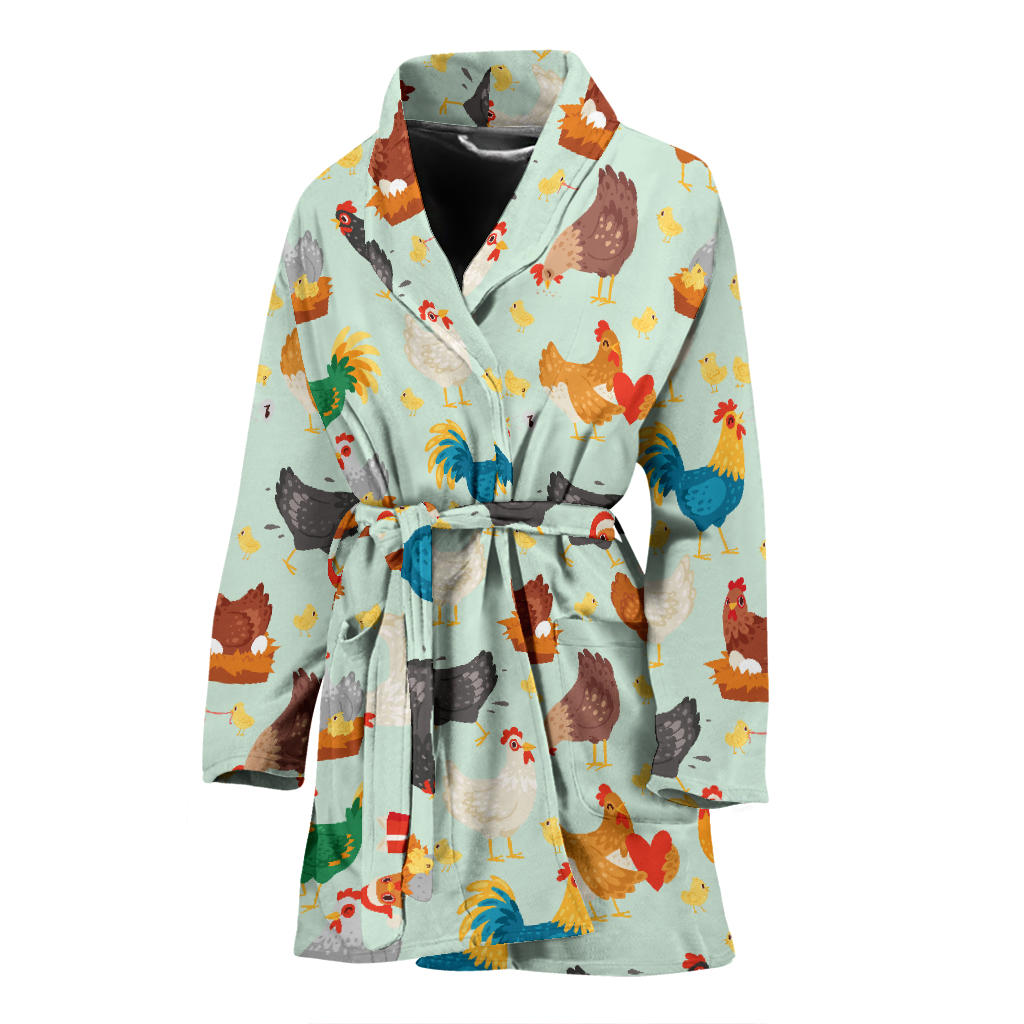 Chicken Pattern Print Design 07 Women Bathrobe