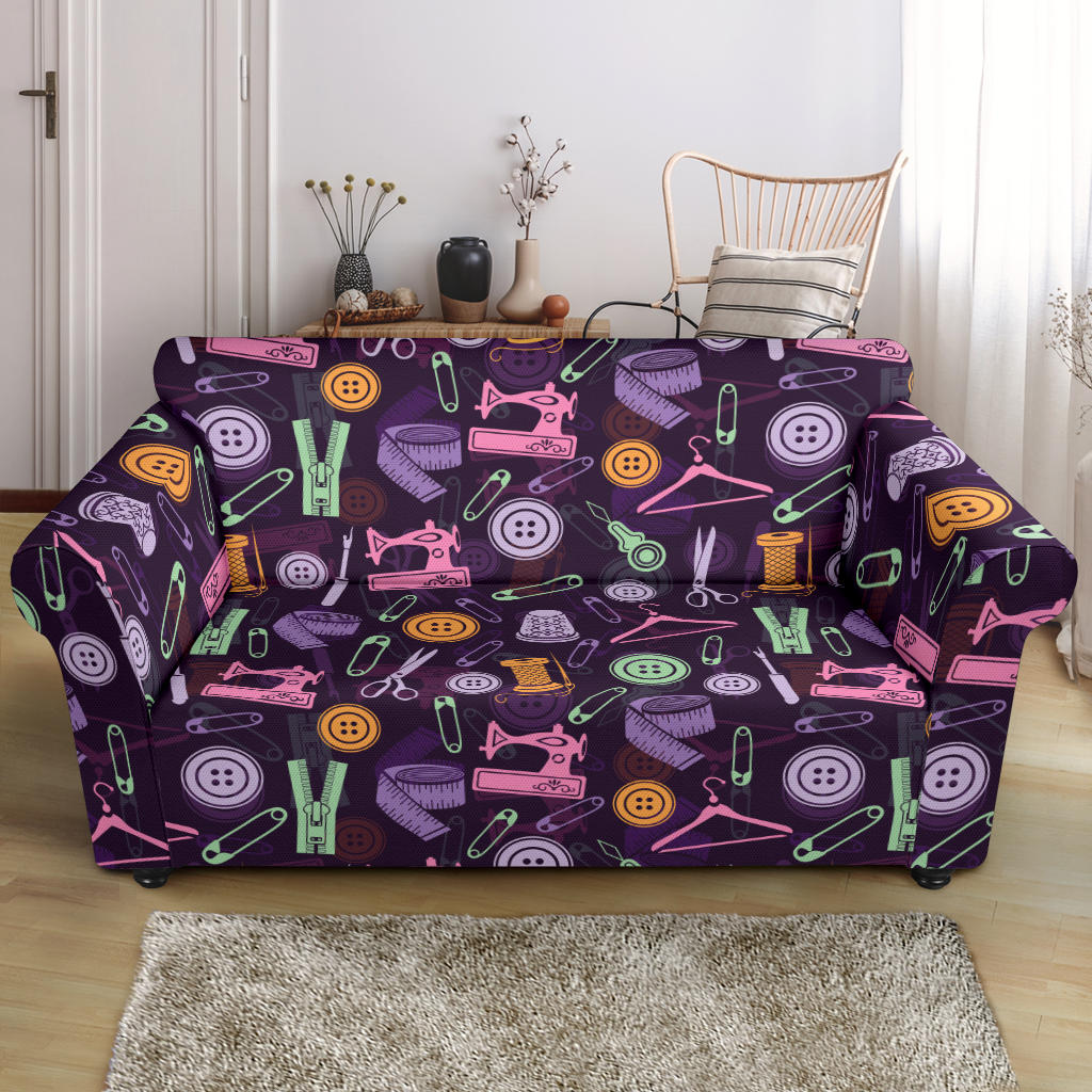 Sewing Equipment Print Design LKS306 Loveseat Couch Slipcover