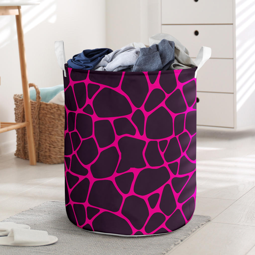 Giraffe Pink Background Texture Print Laundry Basket
