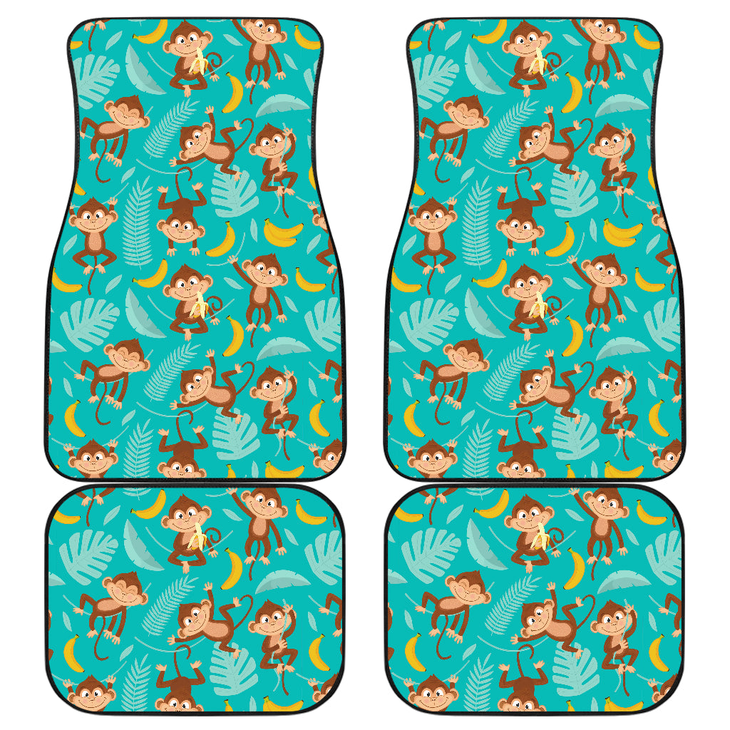 Monkey Happy Design Themed Print Car Floor Mats Front Back