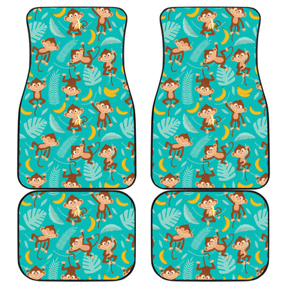 Monkey Happy Design Themed Print Car Floor Mats Front Back