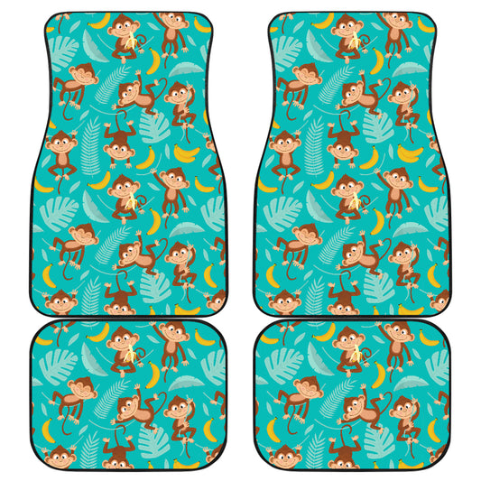 Monkey Happy Design Themed Print Car Floor Mats Front Back