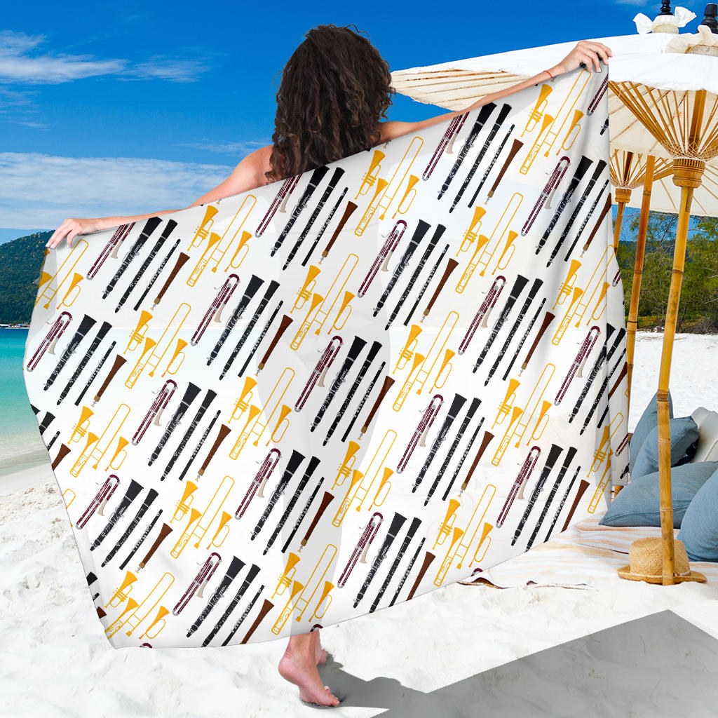 Clarinet Pattern Print Design 01 Sarong Pareo Wrap