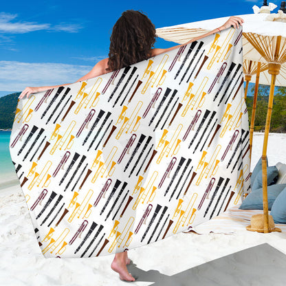 Clarinet Pattern Print Design 01 Sarong Pareo Wrap