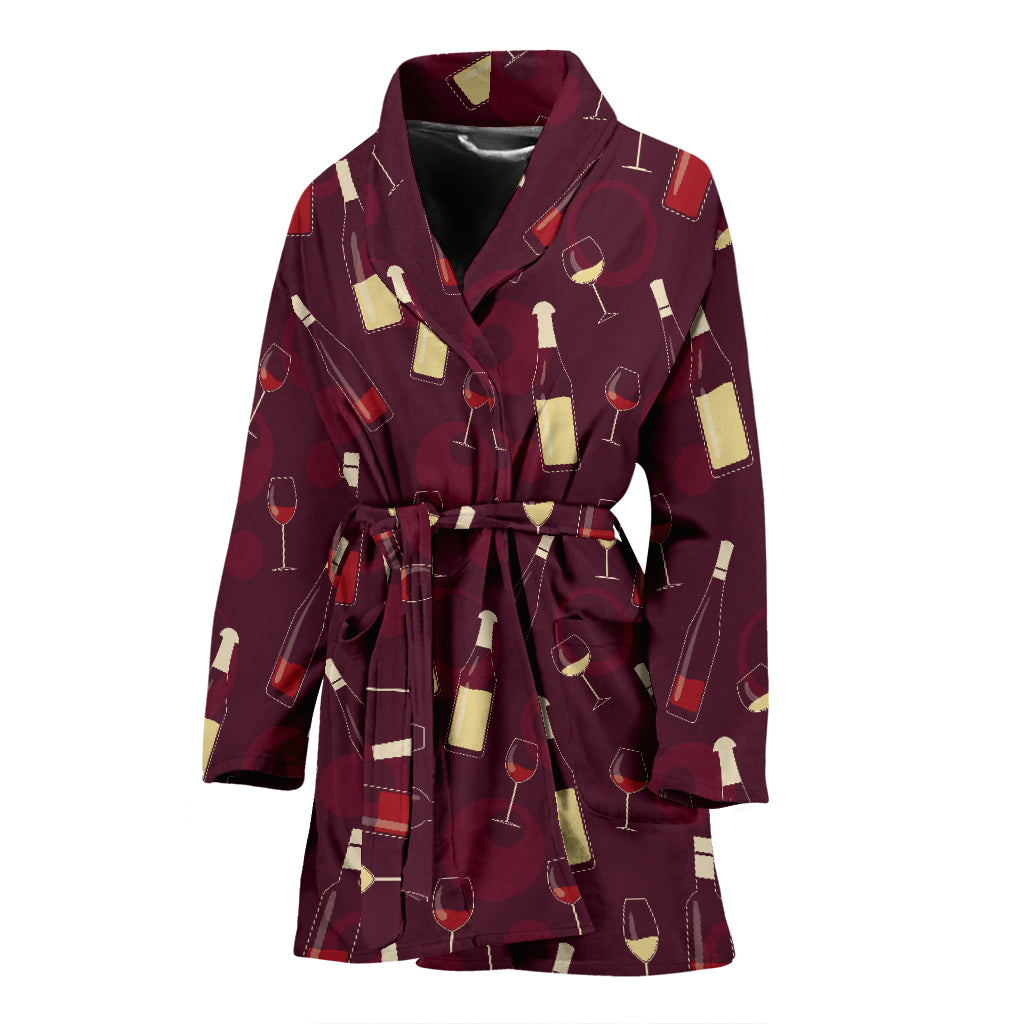Wine Themed Print Design LKS302 Women Bathrobe