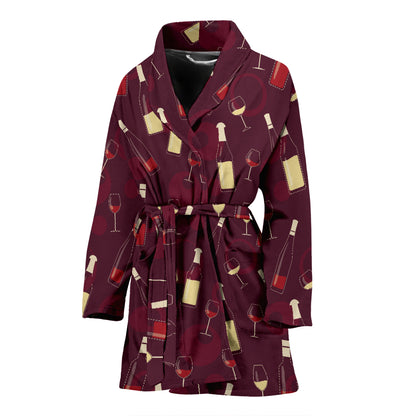 Wine Themed Print Design LKS302 Women Bathrobe