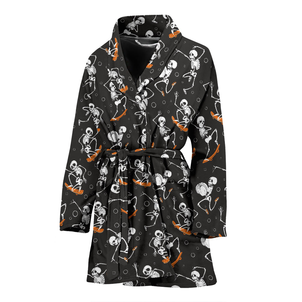 Skateboard With Skeleton Print Design LKS303 Women Bathrobe