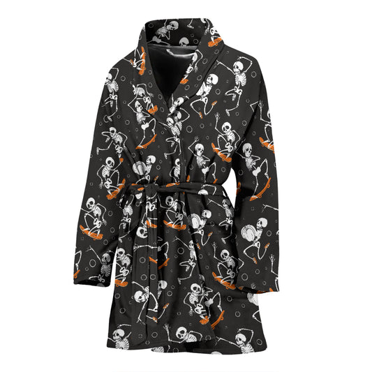 Skateboard With Skeleton Print Design LKS303 Women Bathrobe