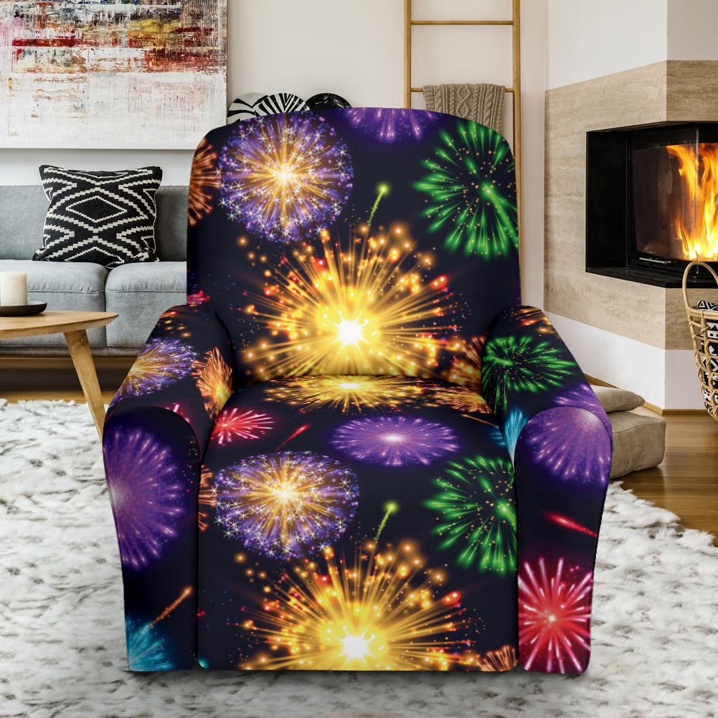 Firework Print Design LKS305 Recliner Slipcover with Pocket