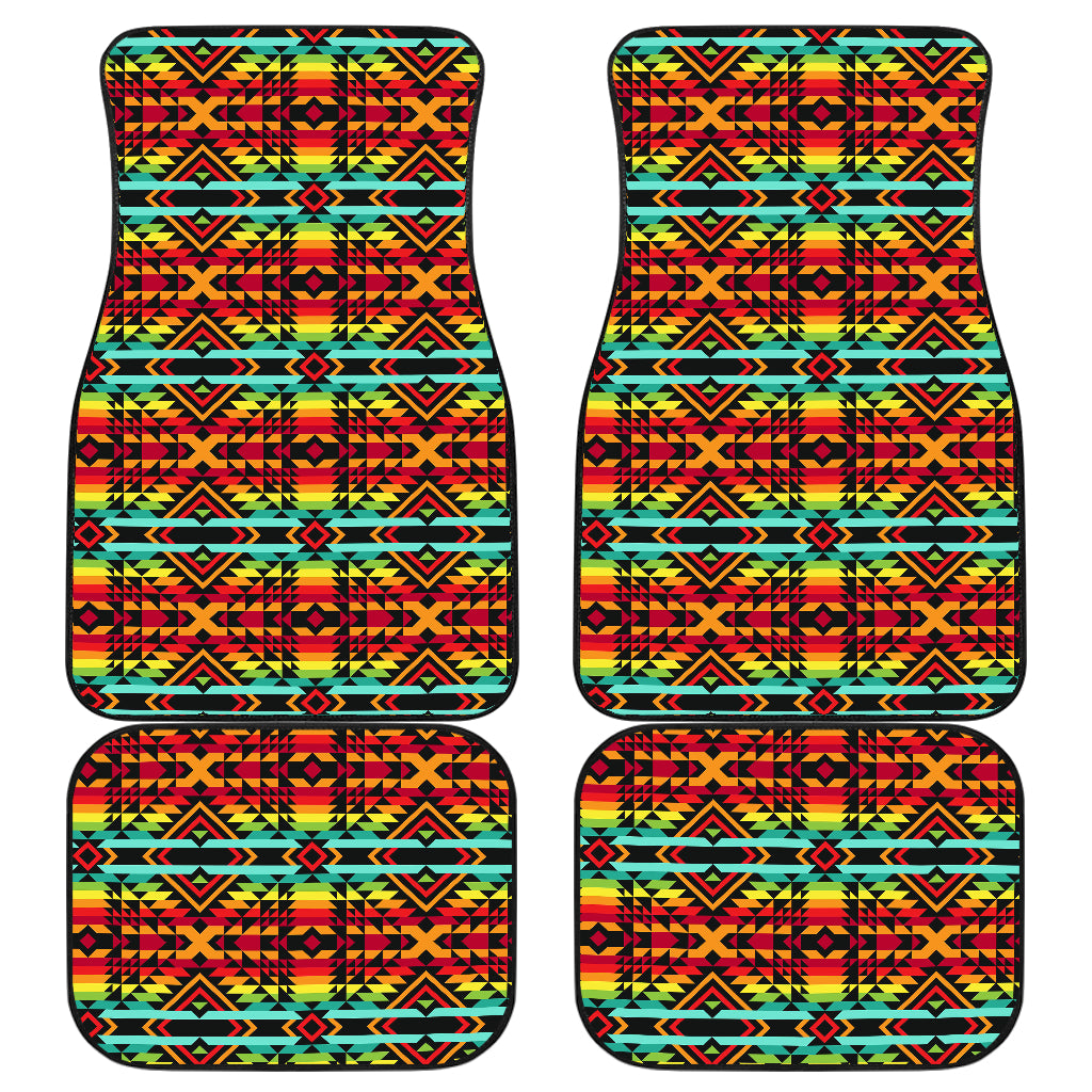 Kente Red Design African Print Car Floor Mats Front Back