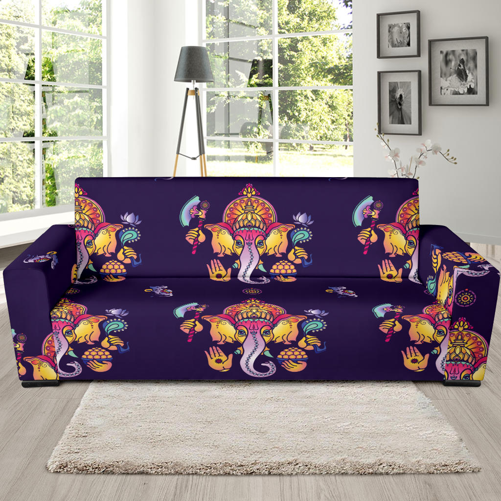 Ganesha Pattern Print Design 04 Sofa Slipcover