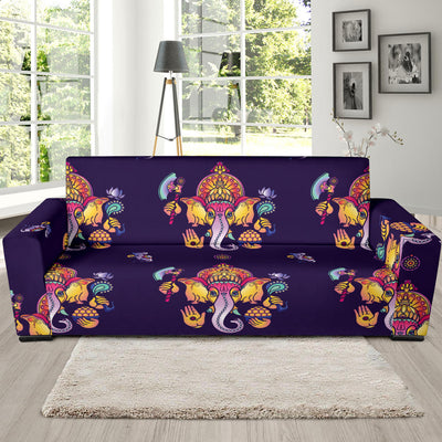 Ganesha Pattern Print Design 04 Sofa Slipcover