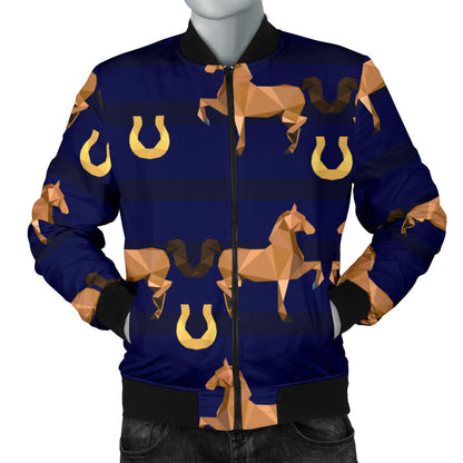 Horse Luxury Themed Pattern Print Men Bomber Jacket