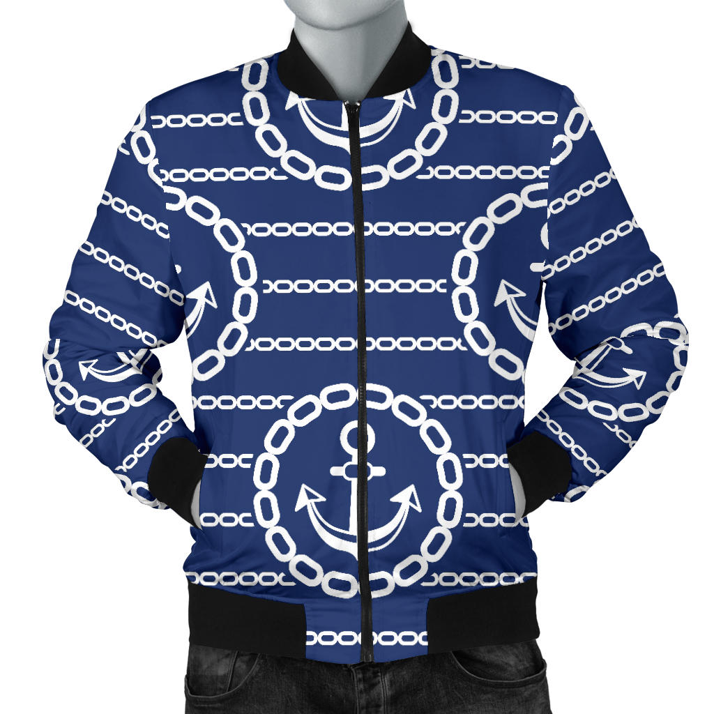 Anchor Stripe Pattern Men Bomber Jacket
