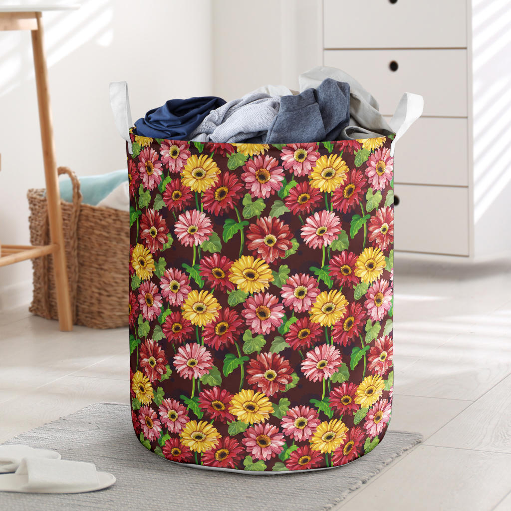 Daisy Gerbera Print Pattern Laundry Basket