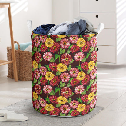 Daisy Gerbera Print Pattern Laundry Basket