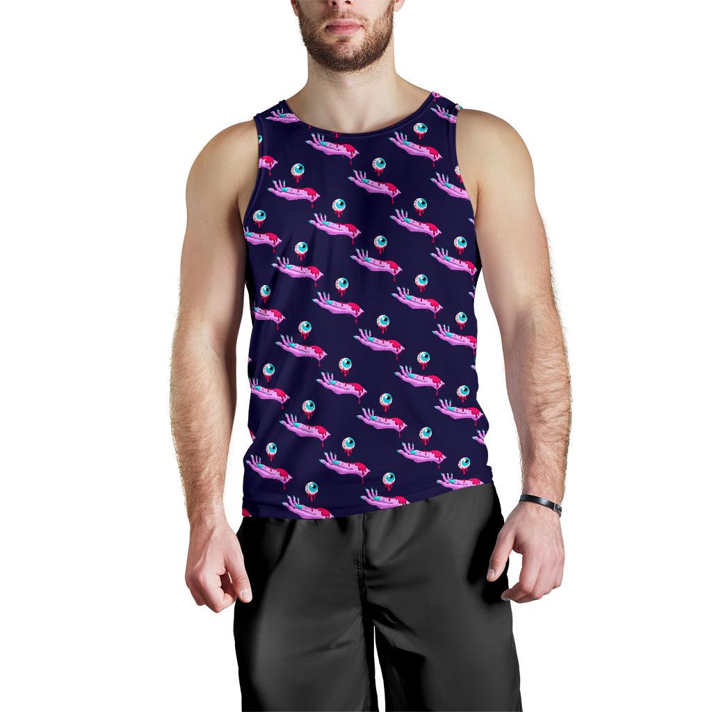 Zombie Pink Hand Design Pattern Print Men Tank Top
