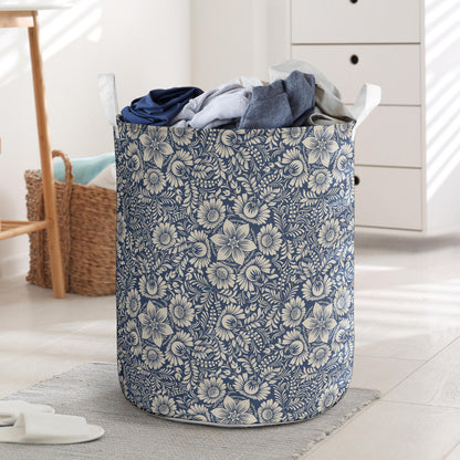 Elegant Floral Print Pattern Laundry Basket