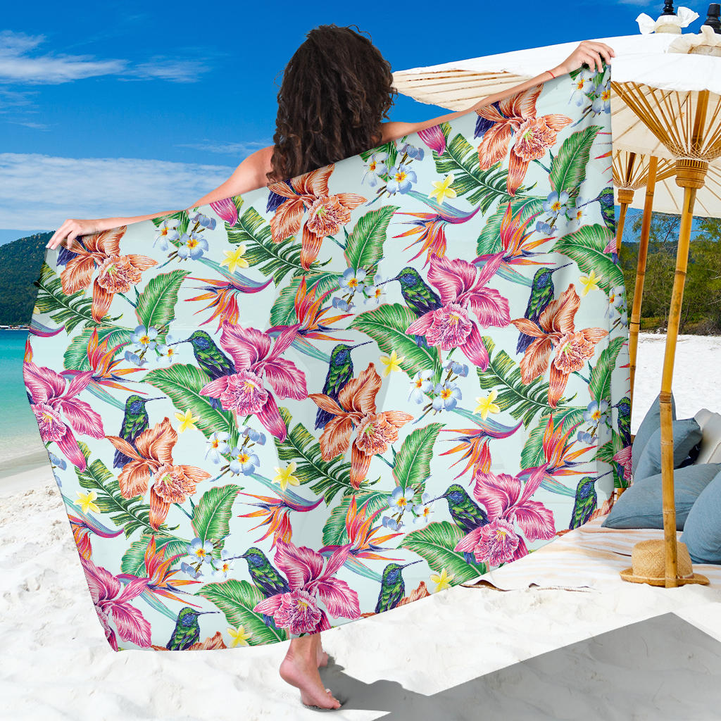 Hummingbird Tropical Pattern Print Design 05 Sarong Pareo Wrap