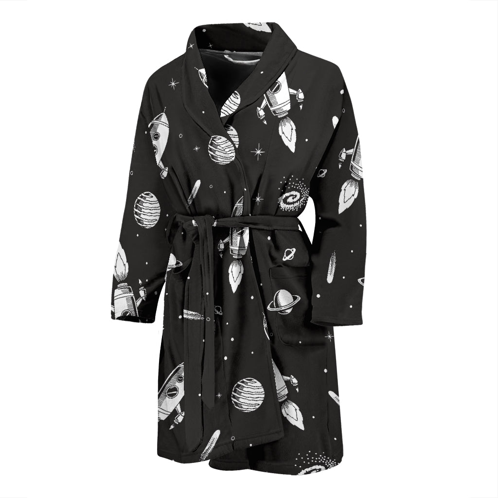 Space Rocket Print Design LKS303 Men Bathrobe