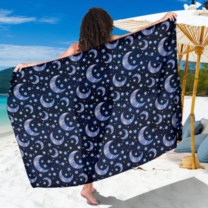 Celestial Moon Pattern Print Design 03 Sarong Pareo Wrap