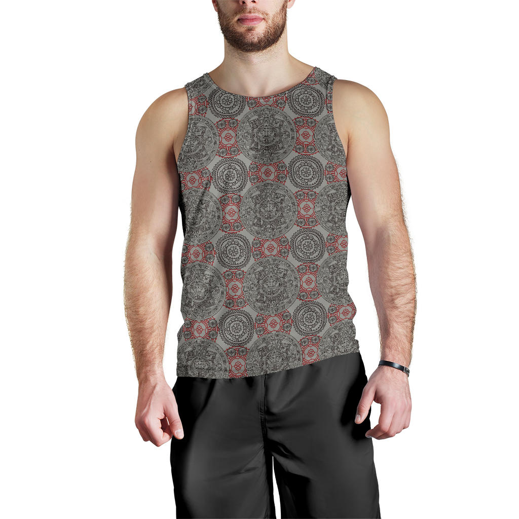 Calendar Aztec Style Print Pattern Men Tank Top