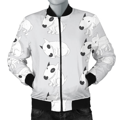 Bull Terrier hand draw Print Pattern Men Bomber Jacket
