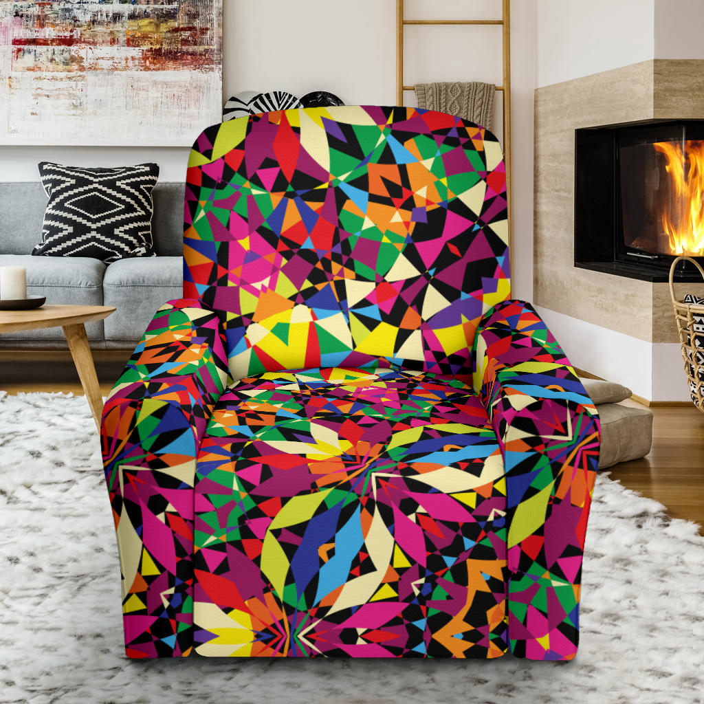 Kaleidoscope Pattern Print Design 02 Recliner Slipcover with Pocket